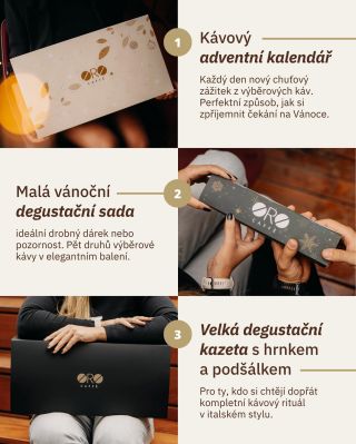 ✨ Vyberte si svůj ideální dárek a obdarujte vůní čerstvě pražené kávy.